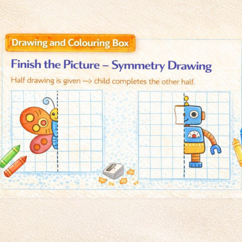 Drawing & Colouring -Finish the Picture – Symmetry Drawing
