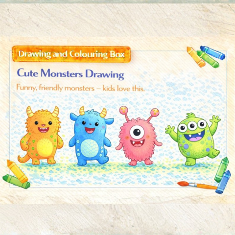 Drawing & Colouring -Cute Monsters Drawing