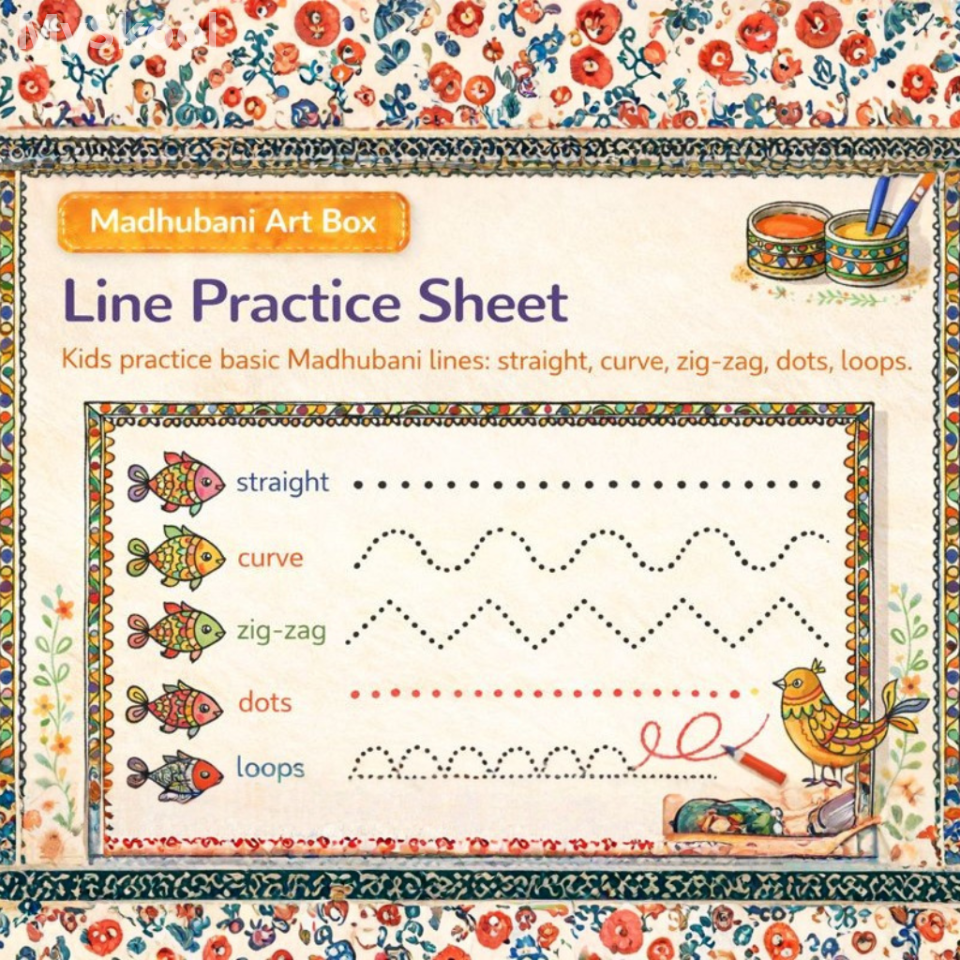 Madhubani- Line Practice Sheet