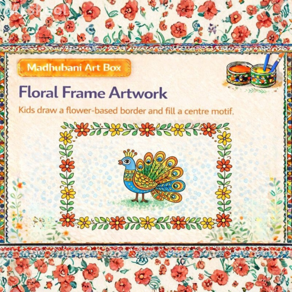 Madhubani - Floral Frame Artwork
