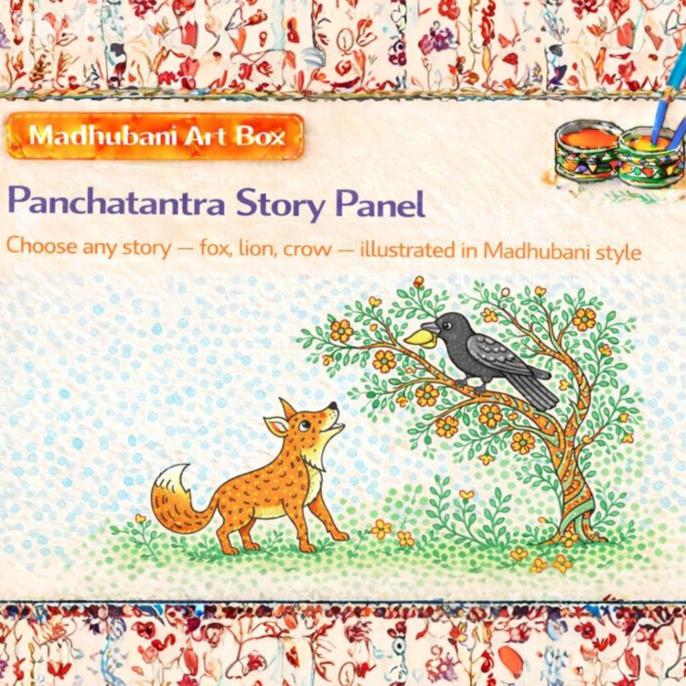 Madhubani - Panchatantra Story Panel
