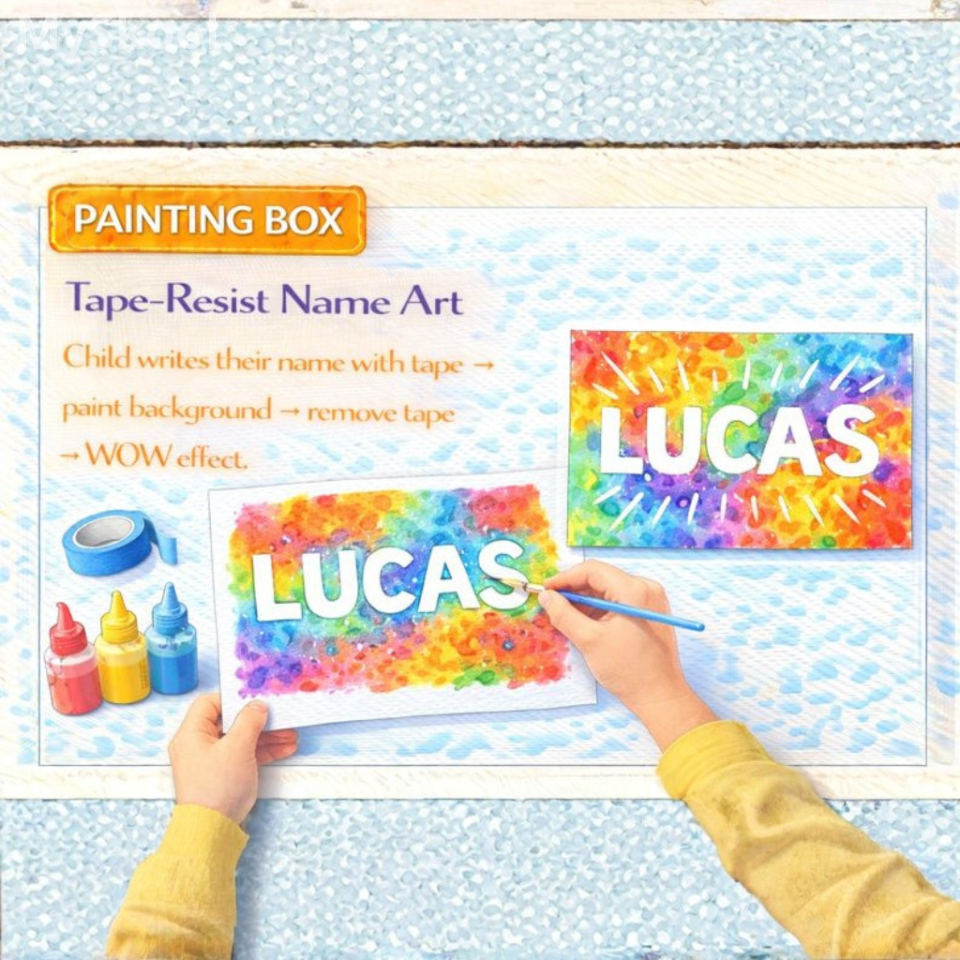 Painting -Tape-Resist Name Art