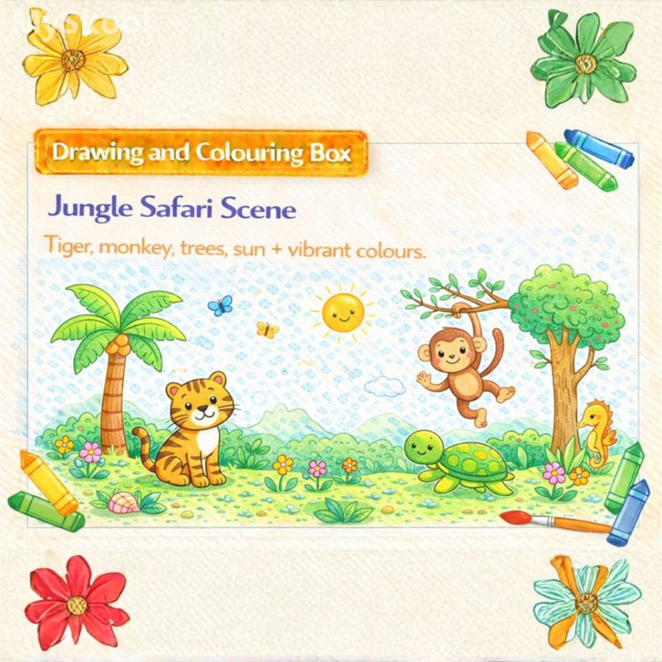 Drawing & Colouring -Jungle Safari Scene