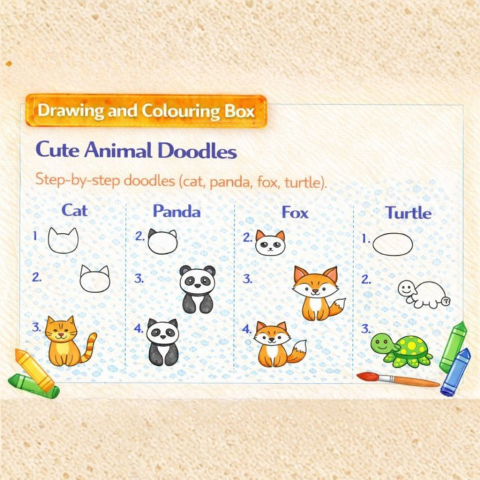 Drawing & Colouring -Cute Animal Doodles