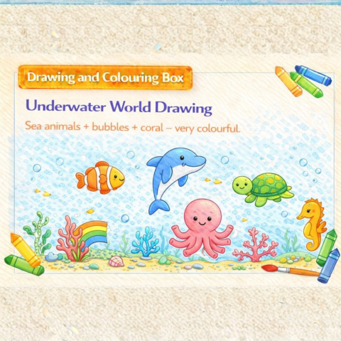 Drawing & Colouring -Jungle Safari Scene